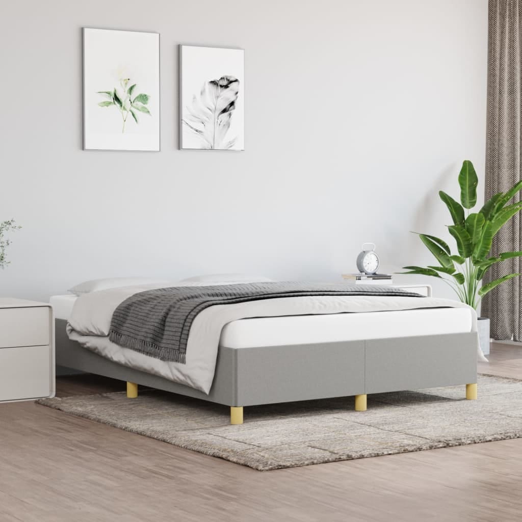 Bed Frame without Mattress Light Gray 53.9"x74.8" Full Fabric