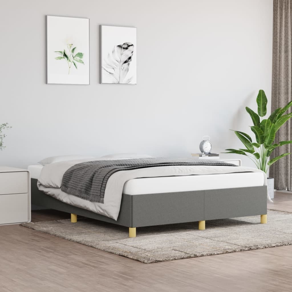 Bed Frame without Mattress Dark Gray 53.9"x74.8" Full Fabric