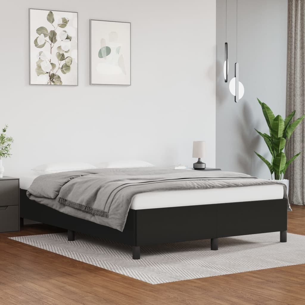 Bed Frame without Mattress Black 53.9"x74.8" Faux Leather