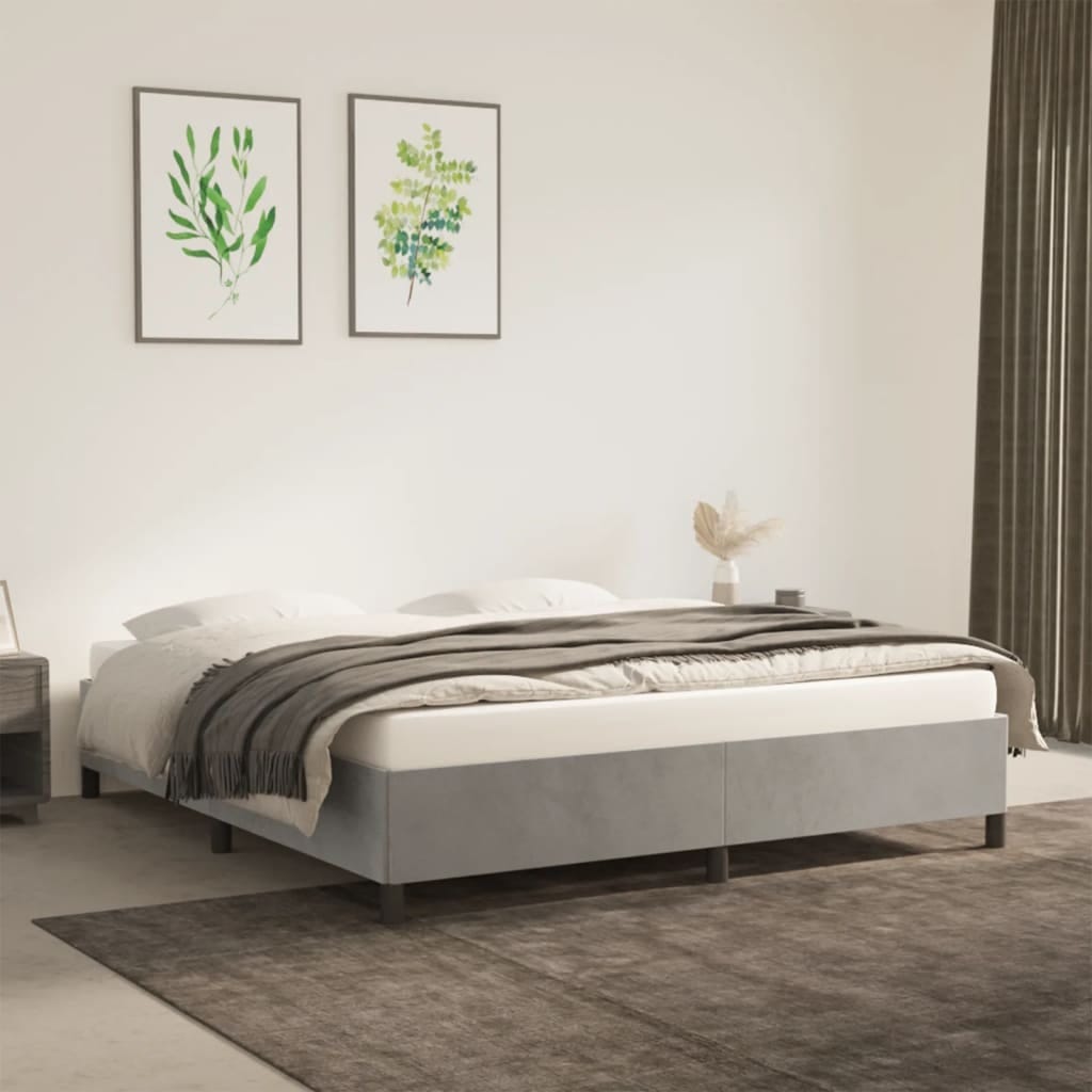 Bed Frame without Mattress Light Gray 76"x79.9" King Velvet