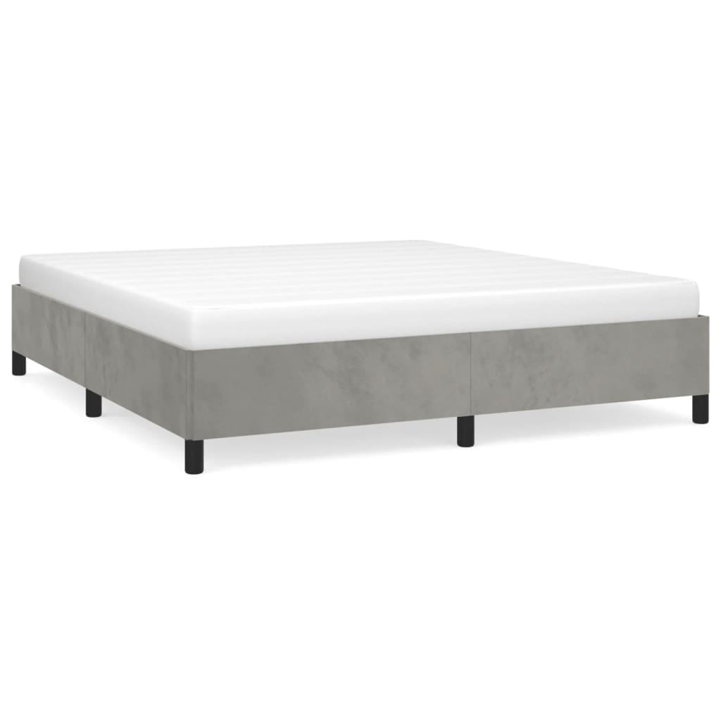 Bed Frame without Mattress Light Gray 76"x79.9" King Velvet - Image 2