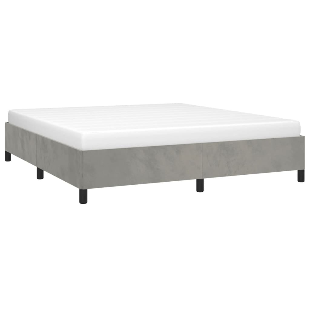 Bed Frame without Mattress Light Gray 76"x79.9" King Velvet - Image 3