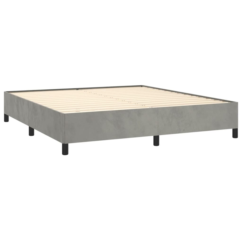 Bed Frame without Mattress Light Gray 76"x79.9" King Velvet - Image 4