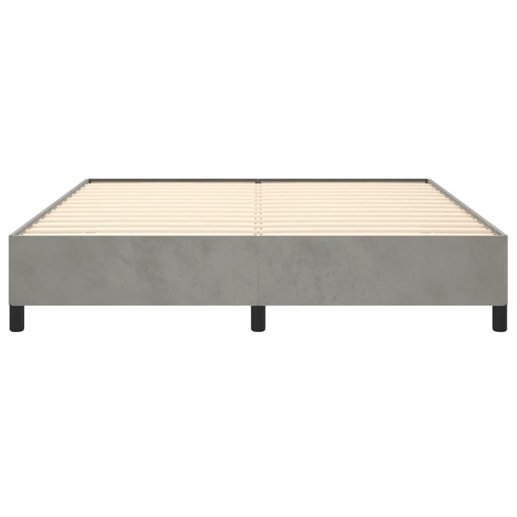 Bed Frame without Mattress Light Gray 76"x79.9" King Velvet - Image 5