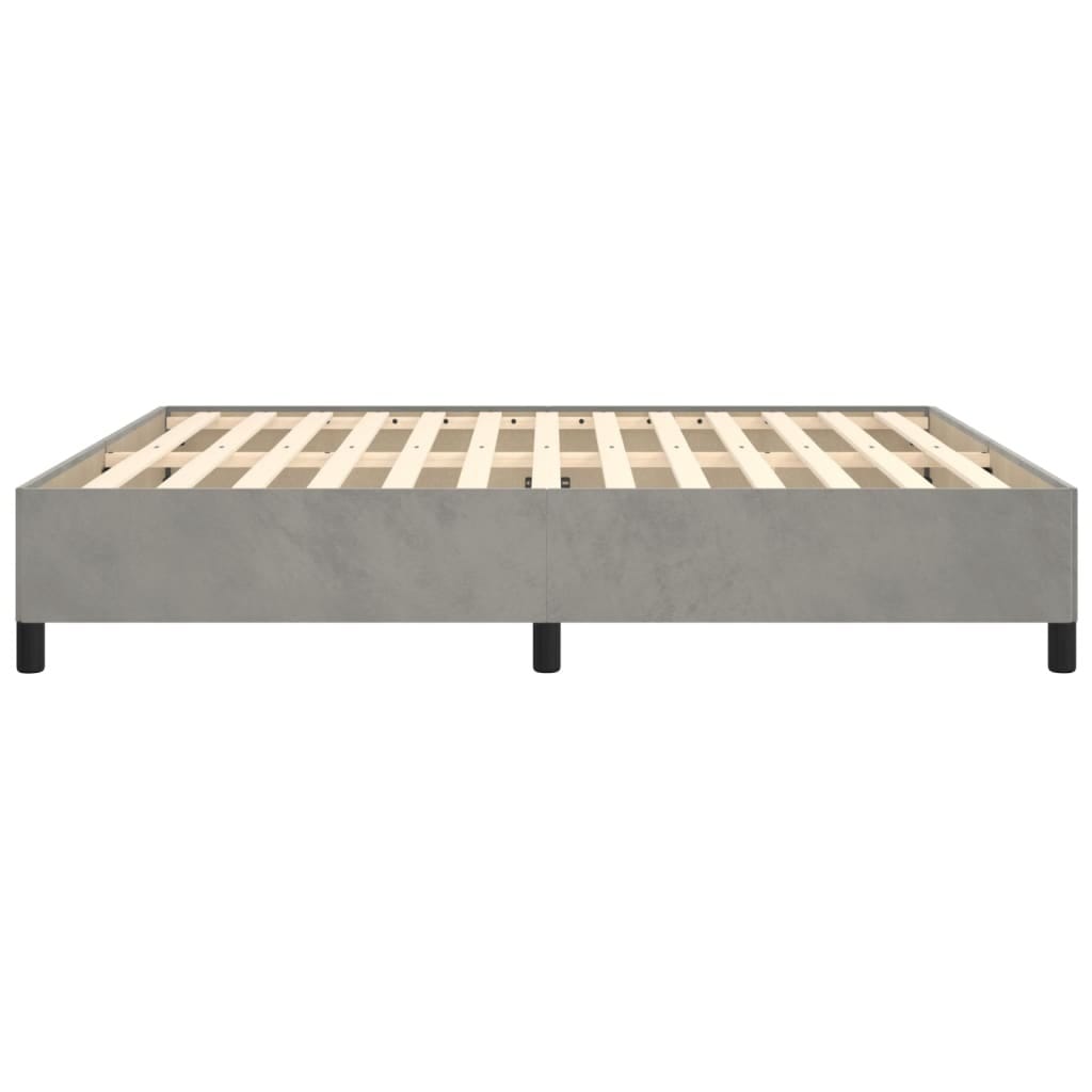Bed Frame without Mattress Light Gray 76"x79.9" King Velvet - Image 6
