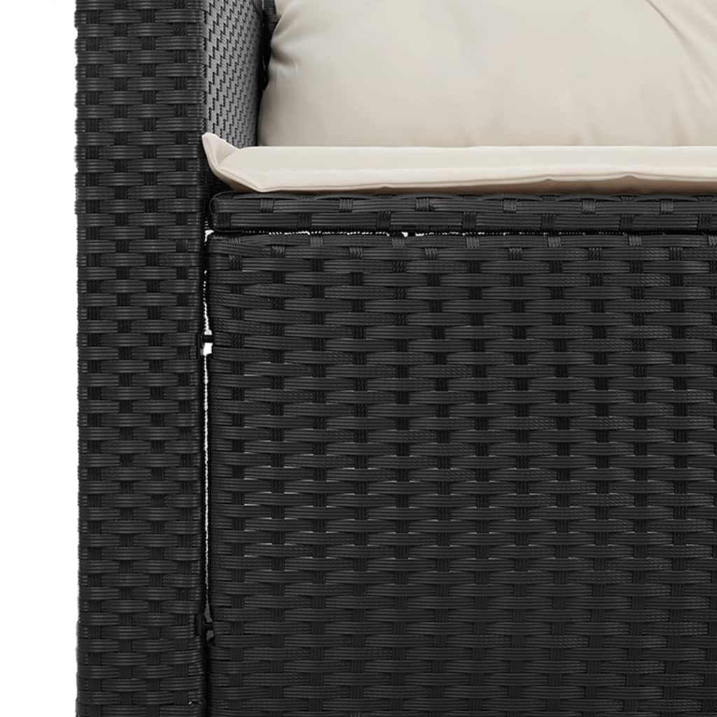 3 Piece Patio Sofa Set with Cushions Black Poly Rattan - Image 7