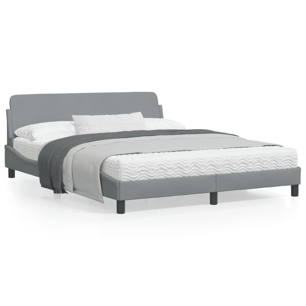 Bed Frame "Dover" Light Gray 59.8"x79.9" Fabric