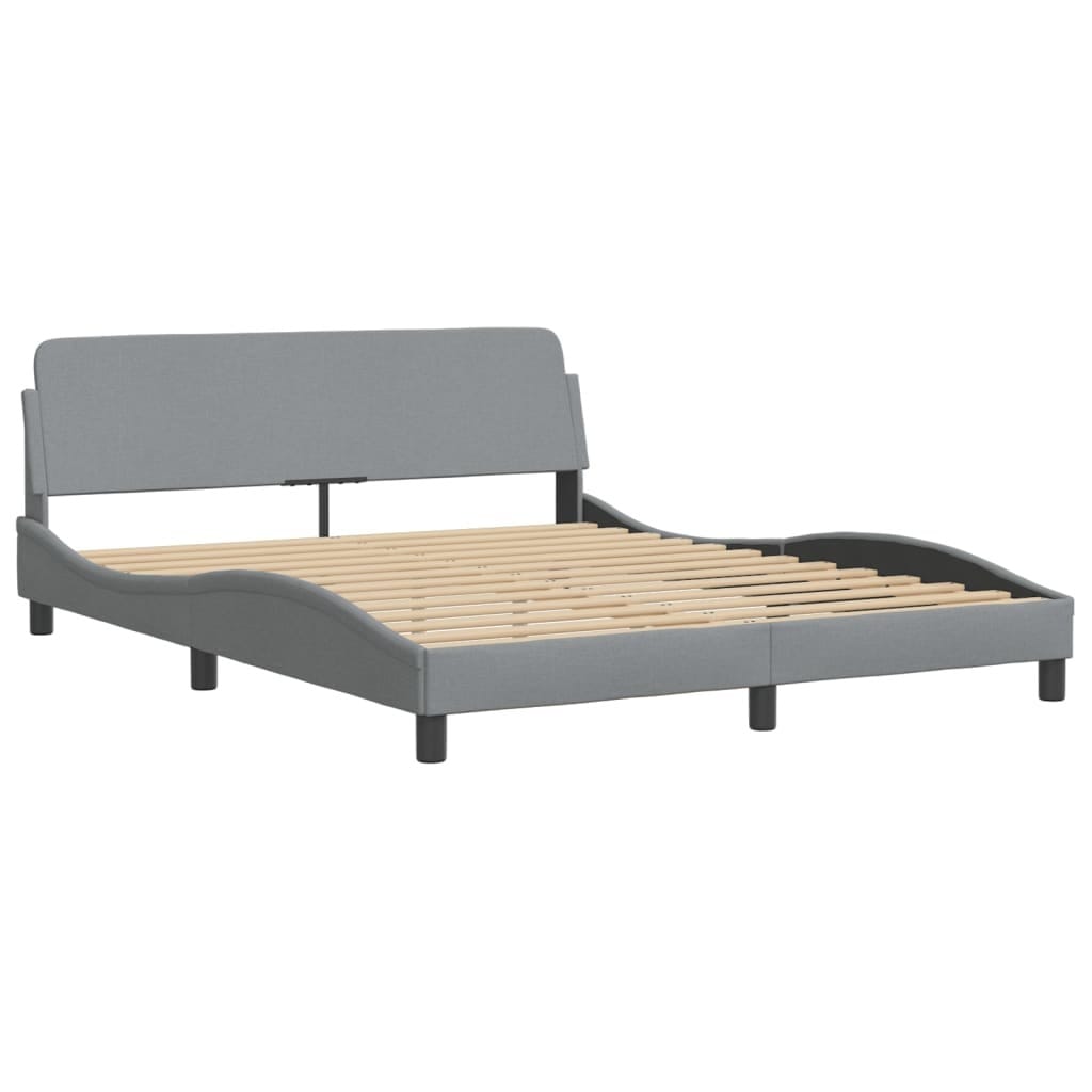 Bed Frame "Dover" Light Gray 59.8"x79.9" Fabric - Image 2