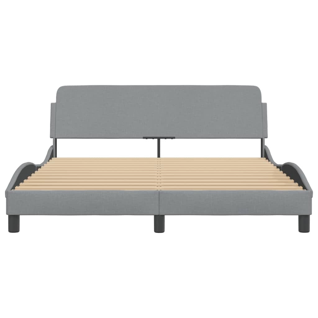 Bed Frame "Dover" Light Gray 59.8"x79.9" Fabric - Image 4