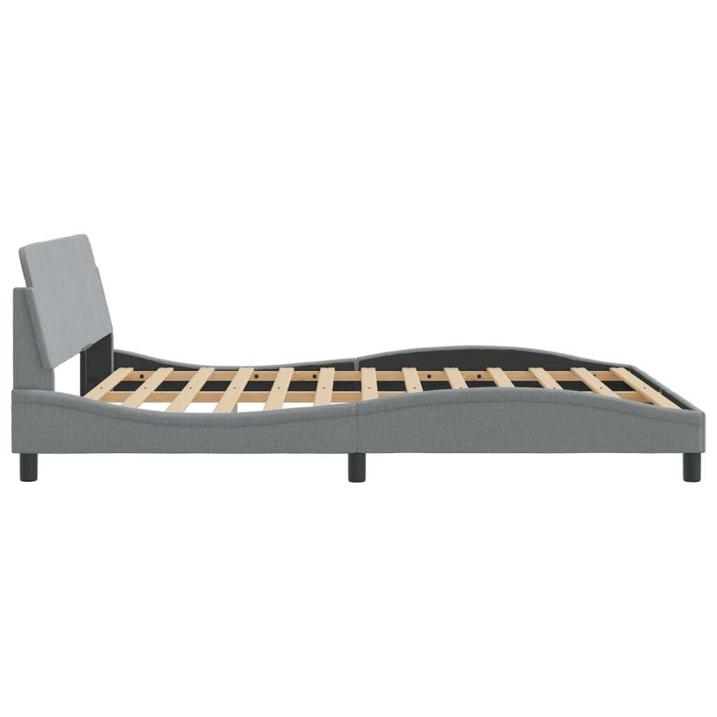 Bed Frame "Dover" Light Gray 59.8"x79.9" Fabric - Image 5