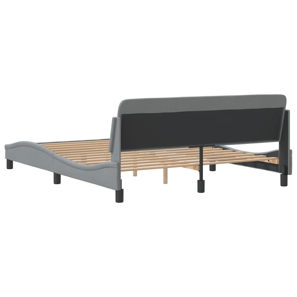 Bed Frame "Dover" Light Gray 59.8"x79.9" Fabric - Image 6