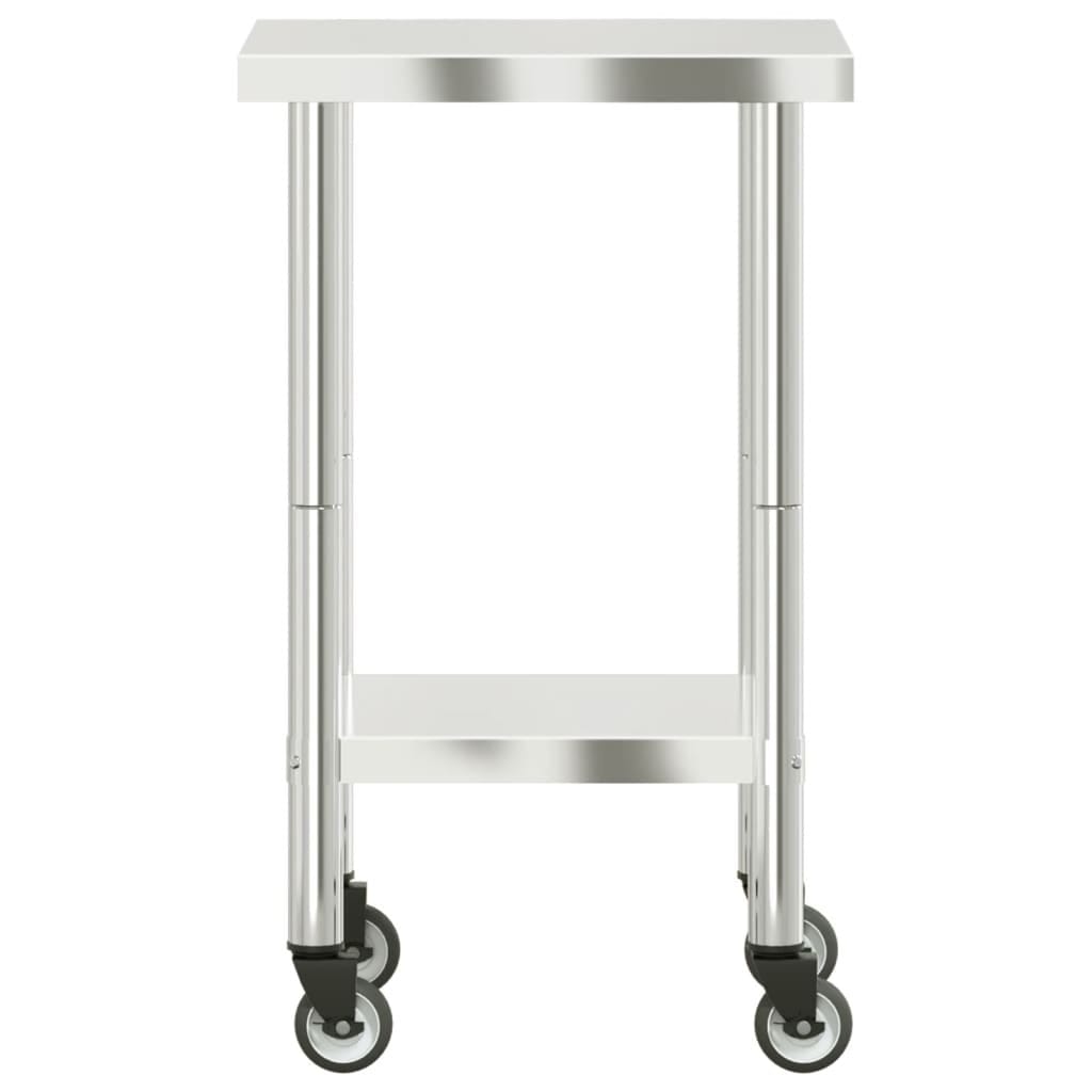 Kitchen Work Table with Wheels 21.7"x21.7"x33.5" Stainless Steel - Image 5