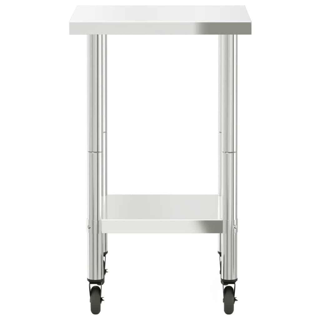 Kitchen Work Table with Wheels 21.7"x21.7"x33.5" Stainless Steel - Image 6