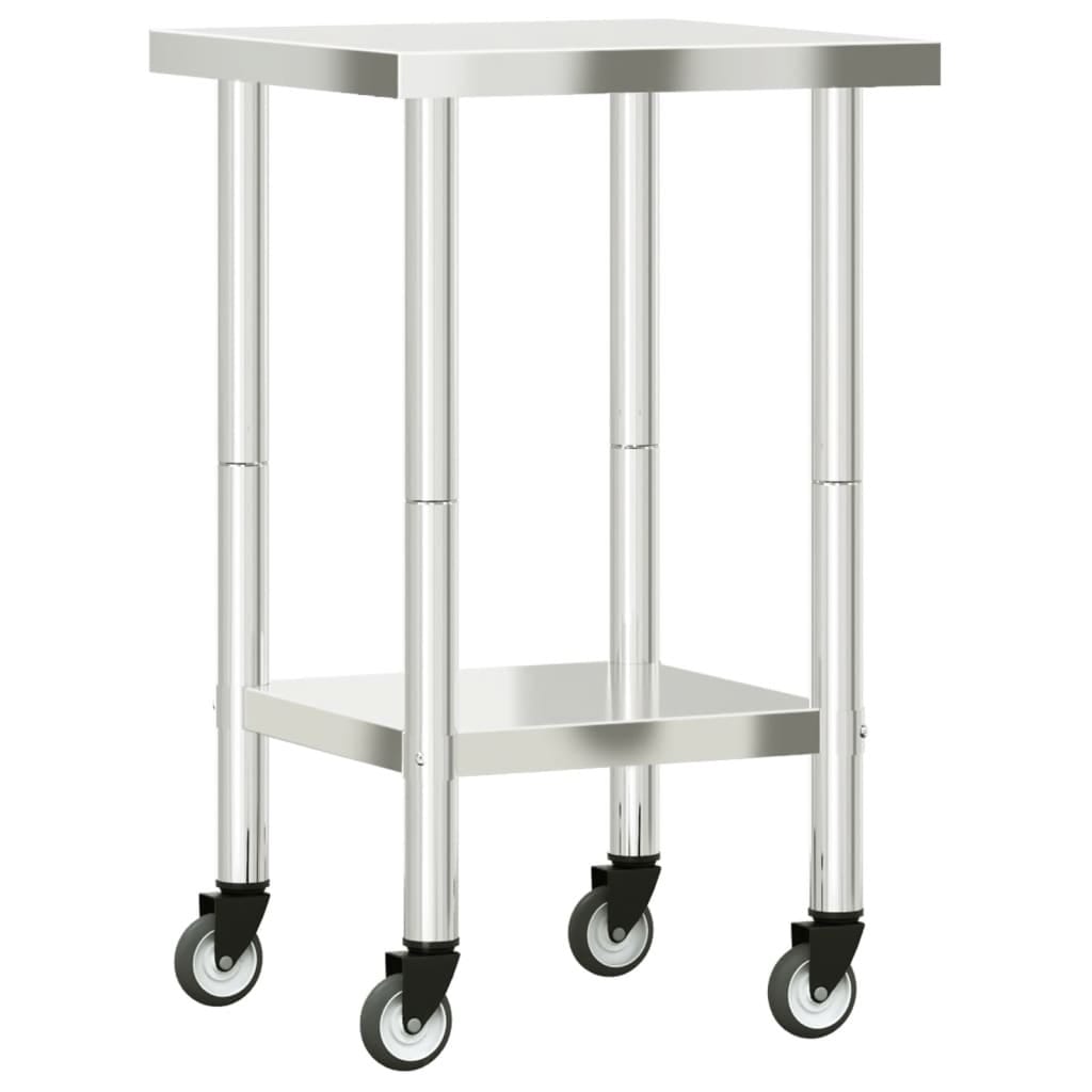 Kitchen Work Table with Wheels 21.7"x21.7"x33.5" Stainless Steel - Image 7