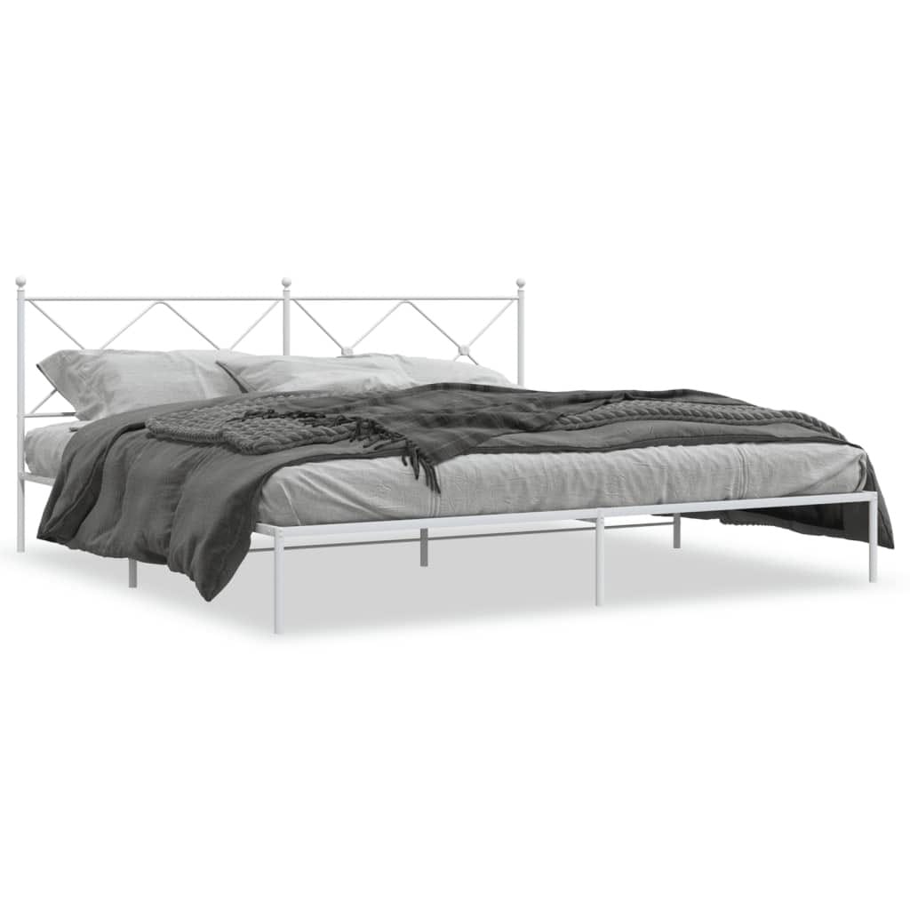 Metal Bed Frame without Mattress with Headboard White 76"x79.9