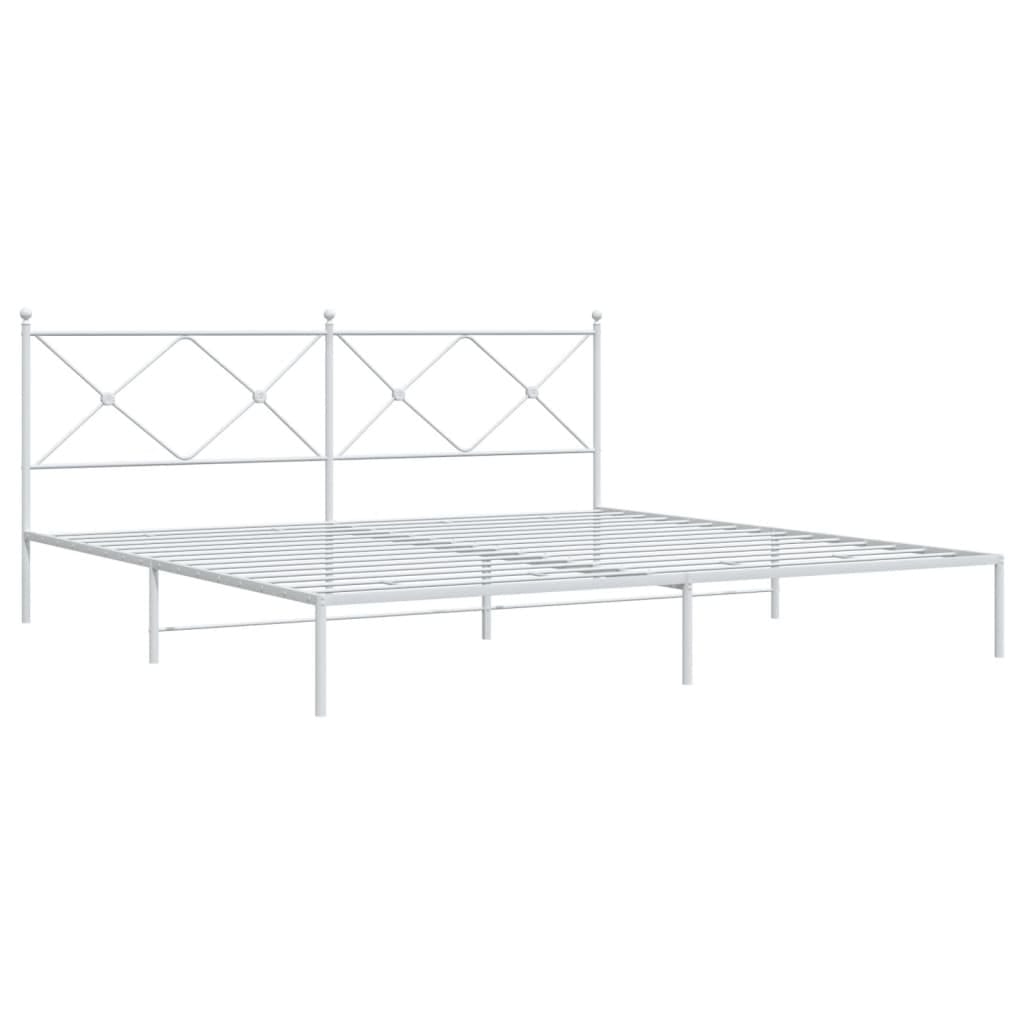 Metal Bed Frame without Mattress with Headboard White 76"x79.9 - Image 2