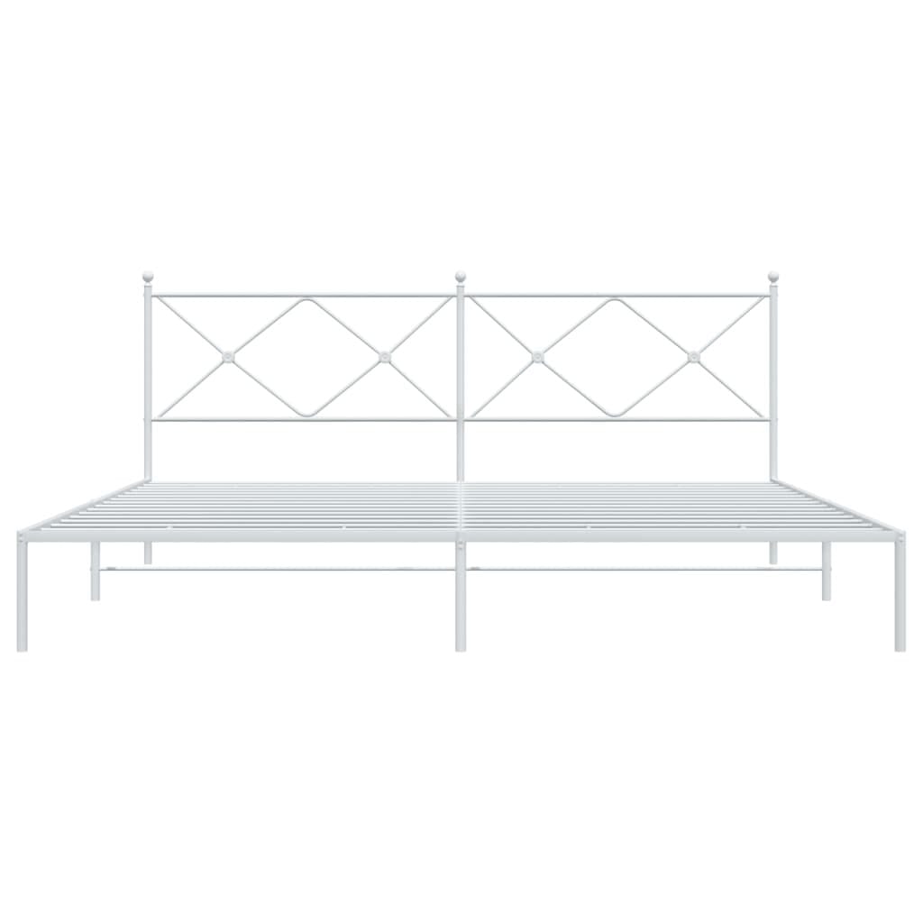 Metal Bed Frame without Mattress with Headboard White 76"x79.9 - Image 4