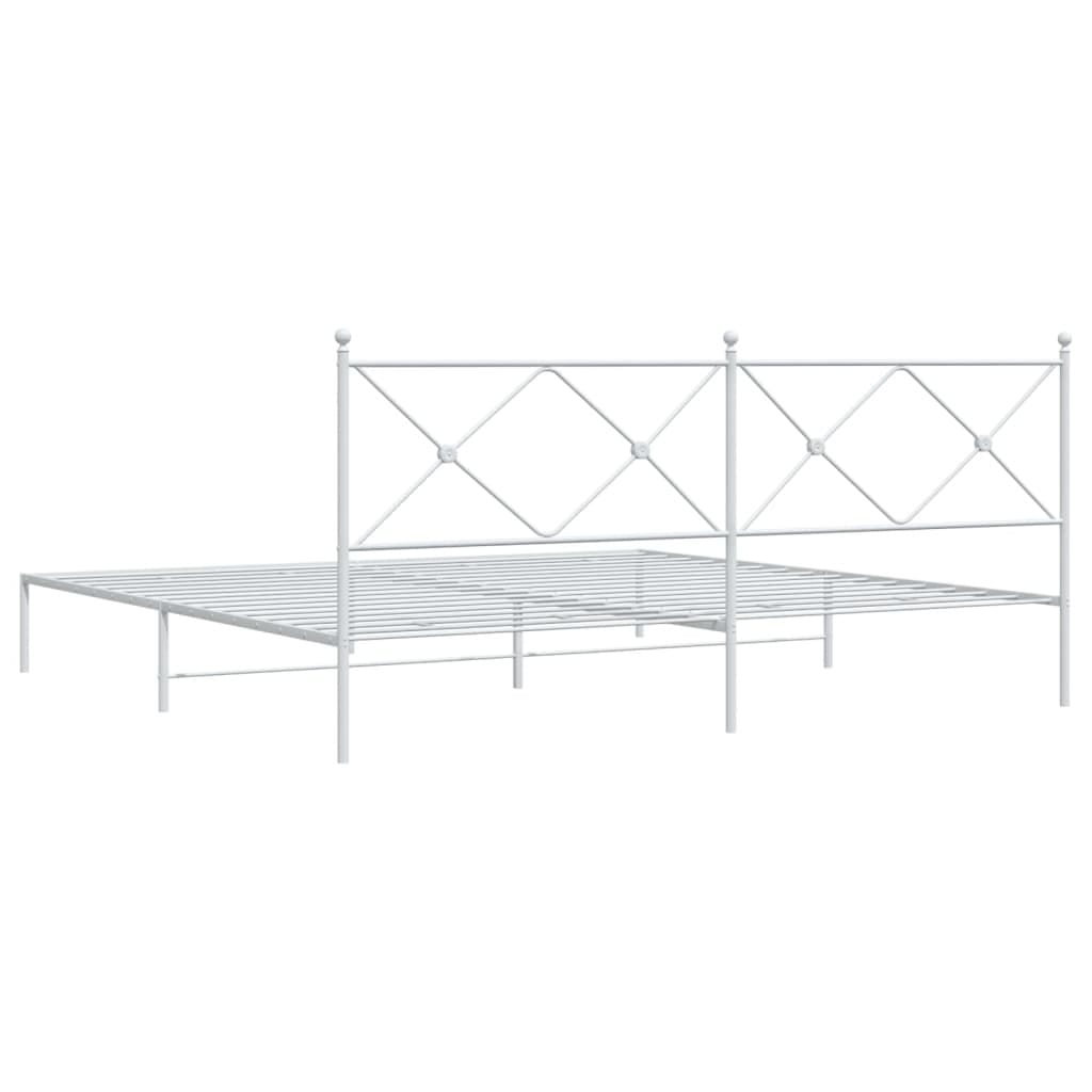 Metal Bed Frame without Mattress with Headboard White 76"x79.9 - Image 6