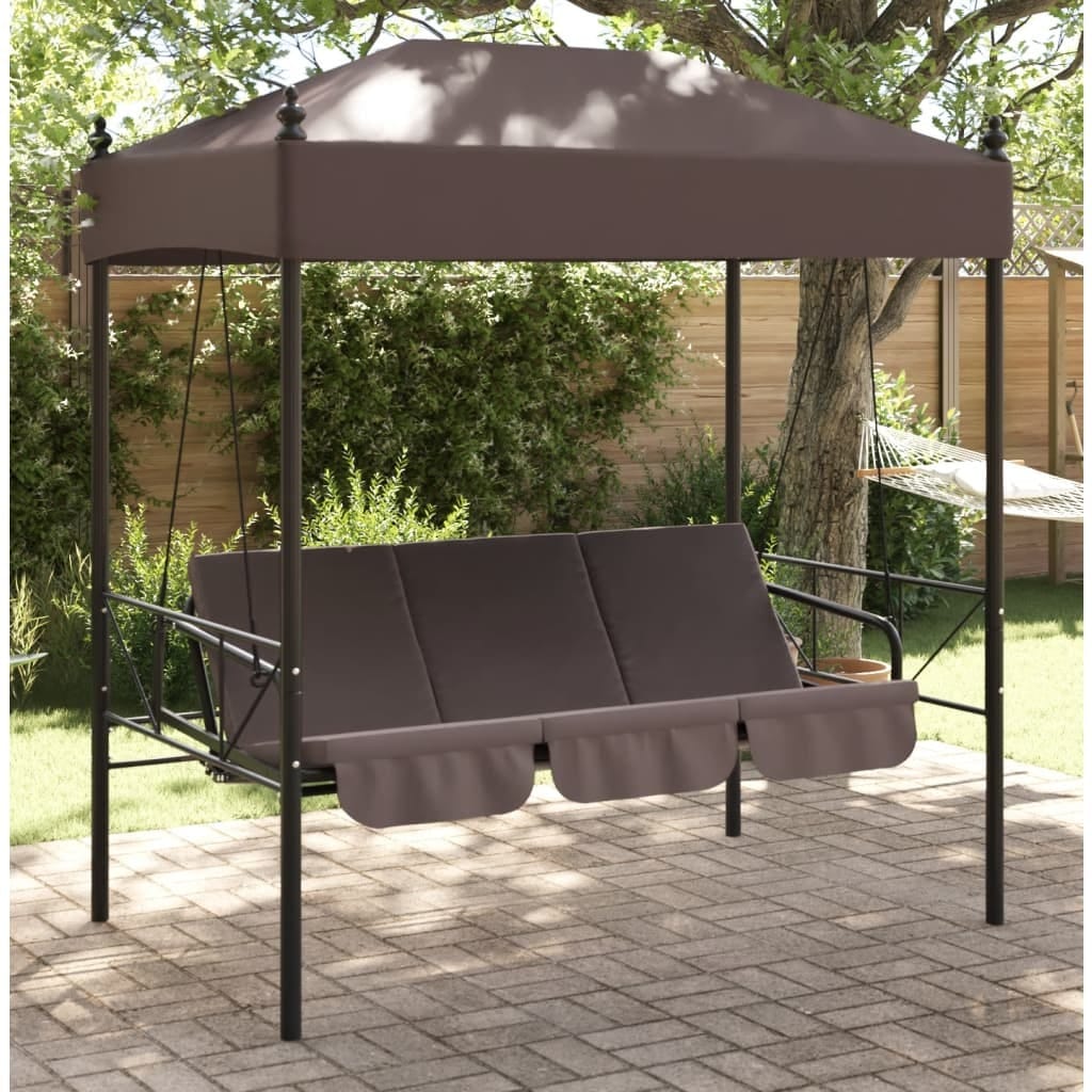 Patio Swing Bench with Canopy Coffee BrownSteel