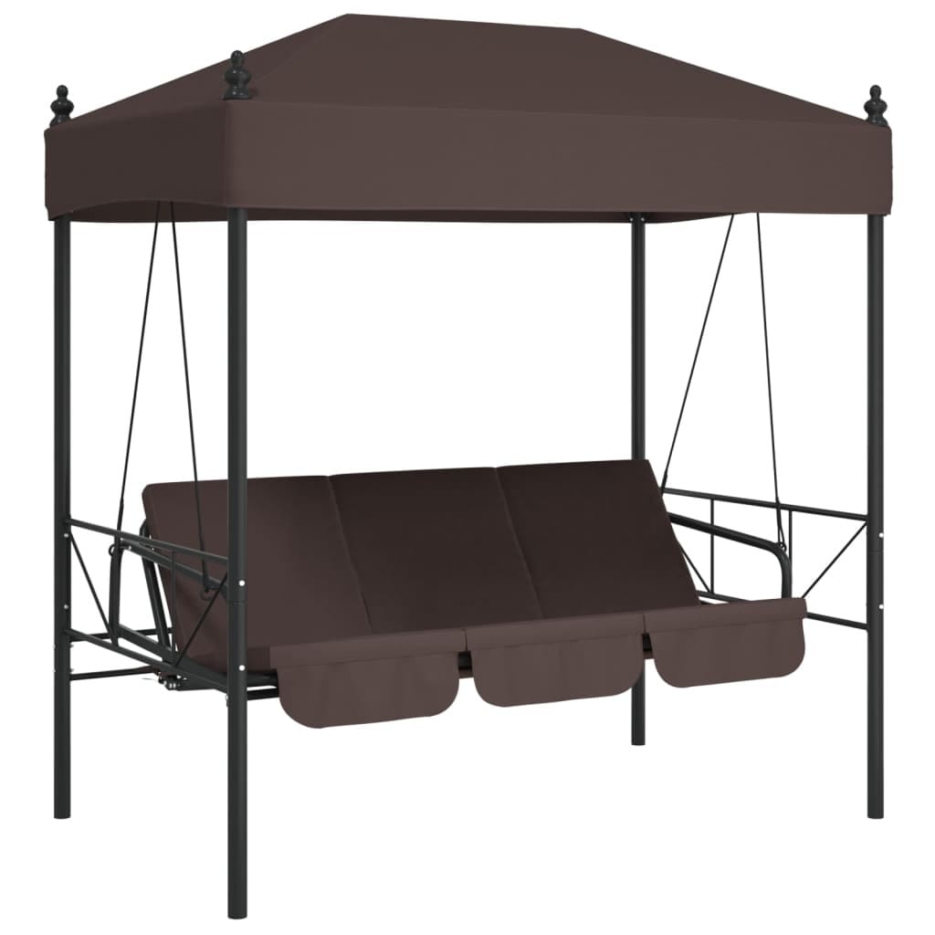 Patio Swing Bench with Canopy Coffee BrownSteel - Image 2