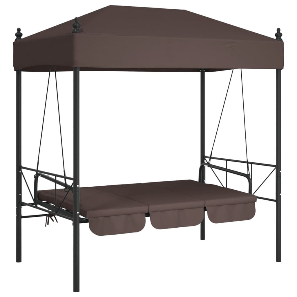 Patio Swing Bench with Canopy Coffee BrownSteel - Image 4