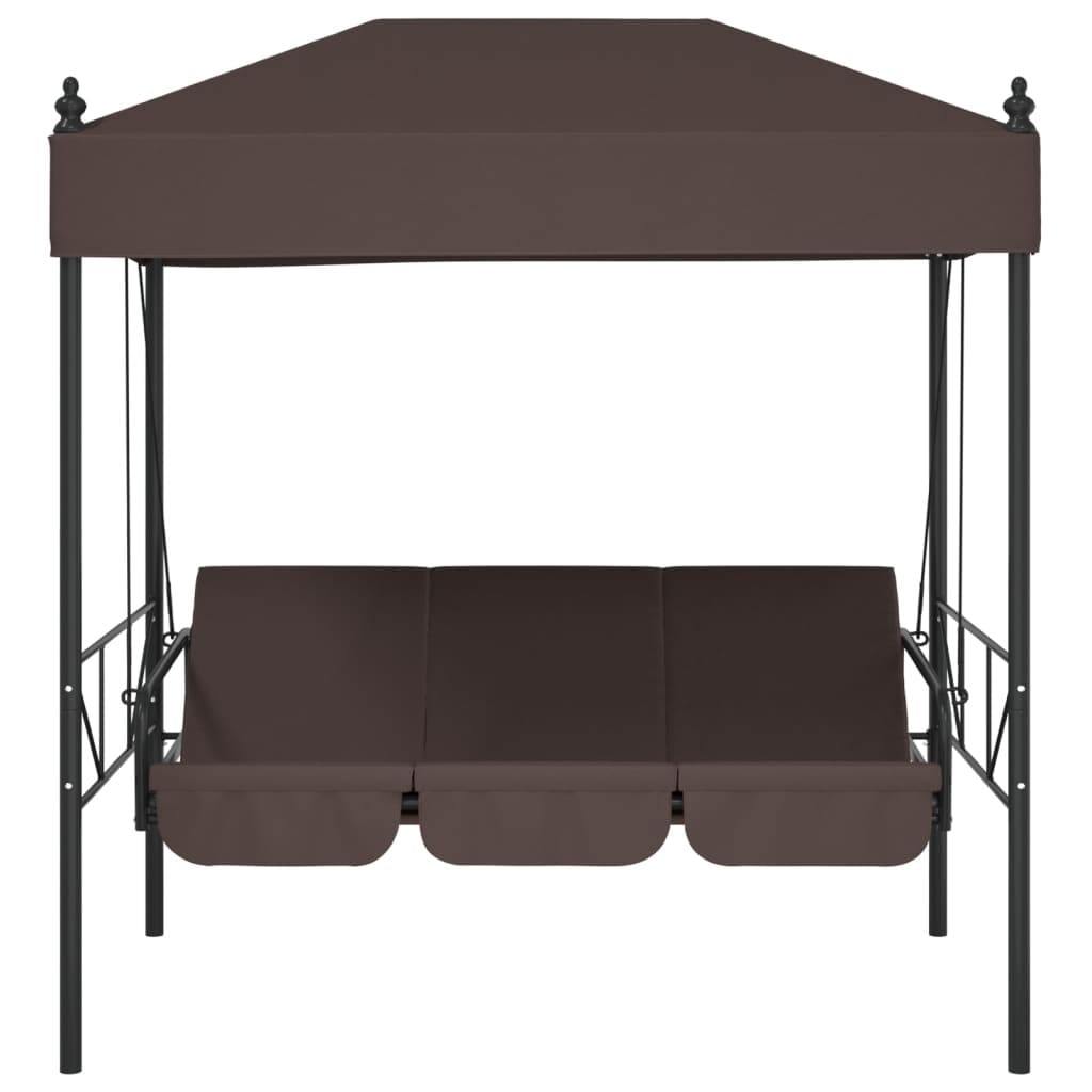 Patio Swing Bench with Canopy Coffee BrownSteel - Image 5