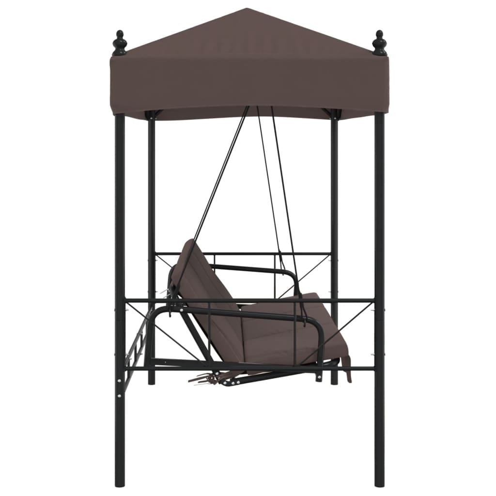 Patio Swing Bench with Canopy Coffee BrownSteel - Image 6