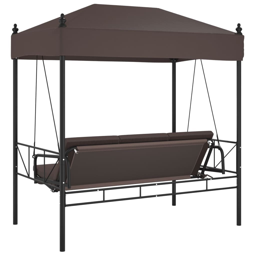 Patio Swing Bench with Canopy Coffee BrownSteel - Image 7
