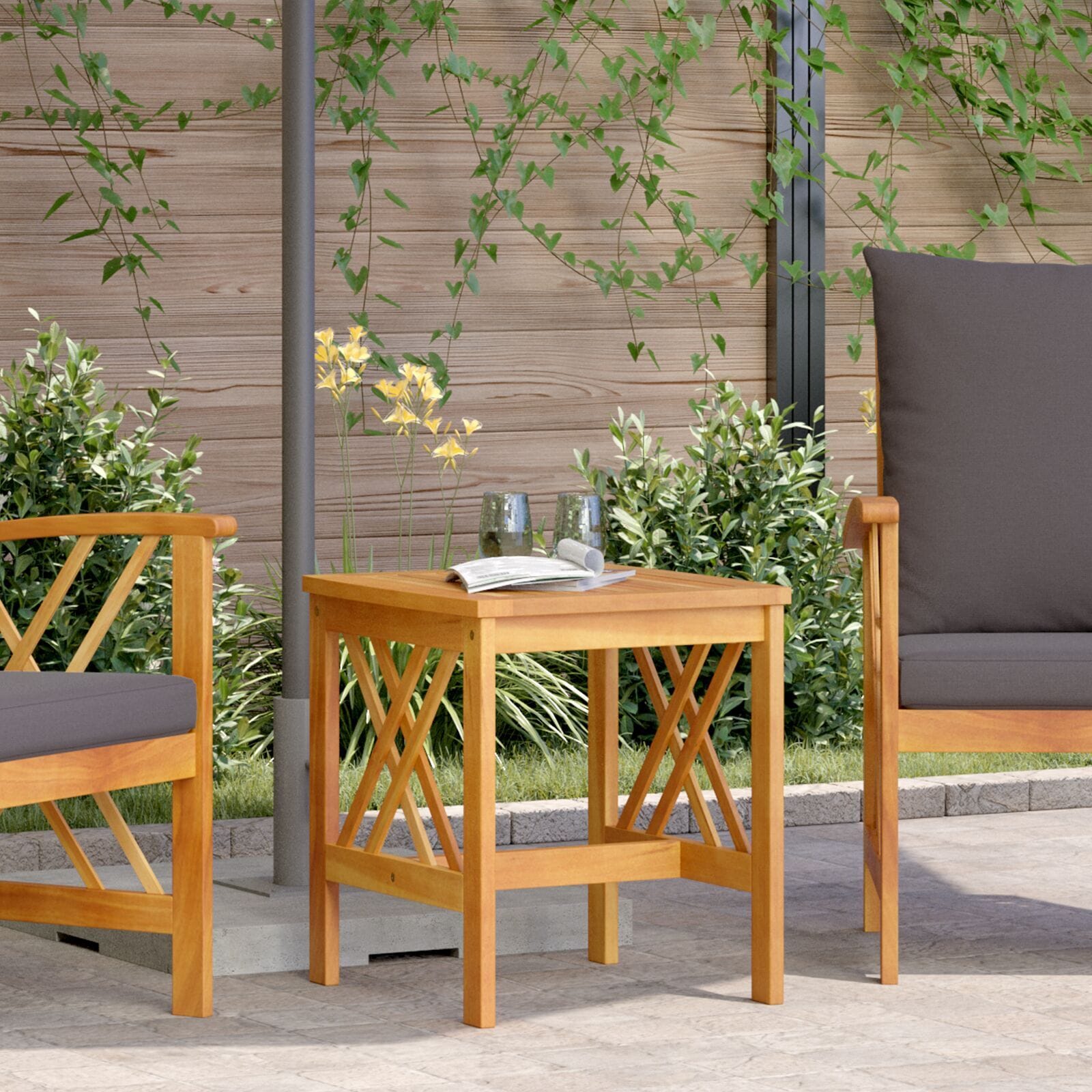 Side Table Brown Solid Acacia wood