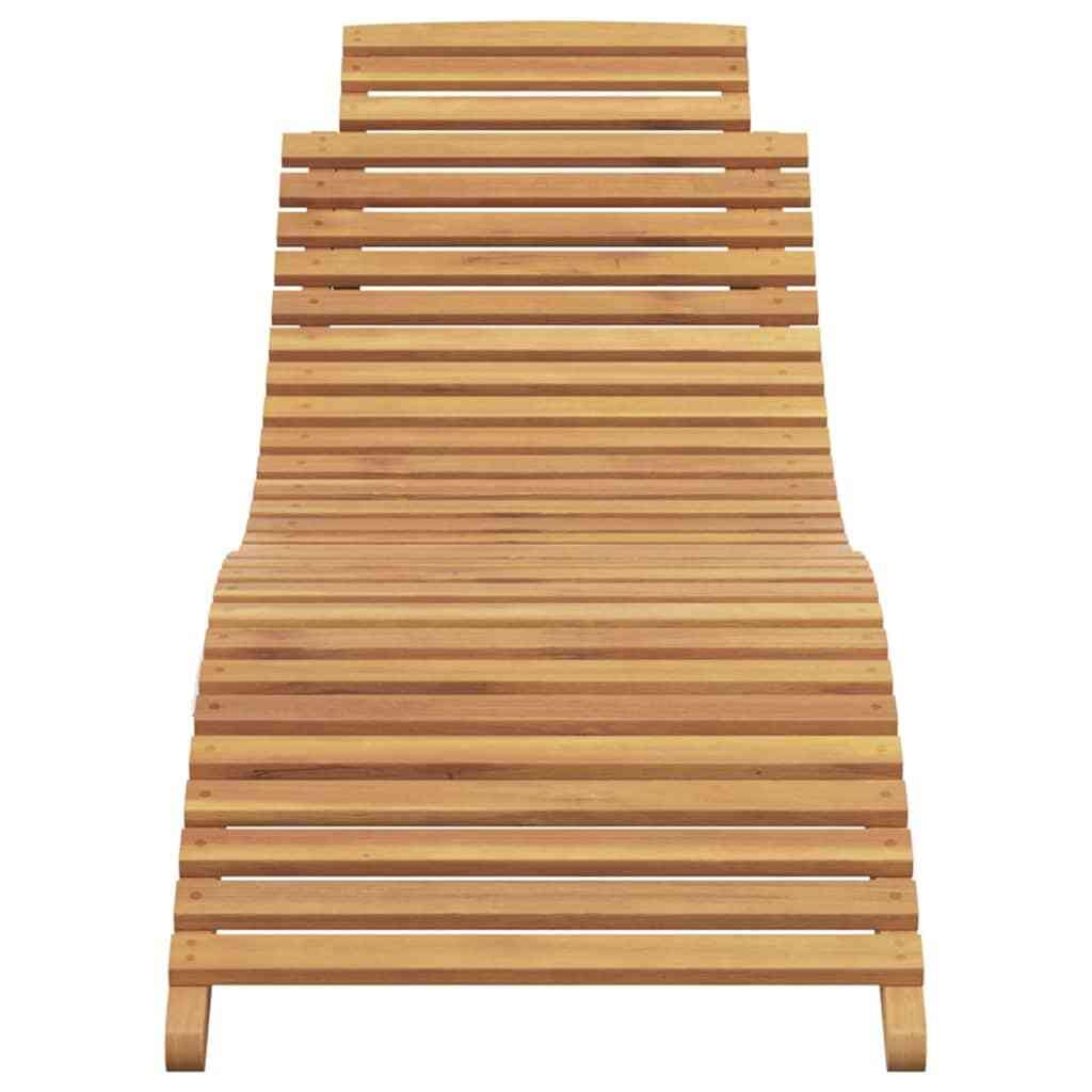 Sun Lounger Solid Teak Wood Brown - Image 4