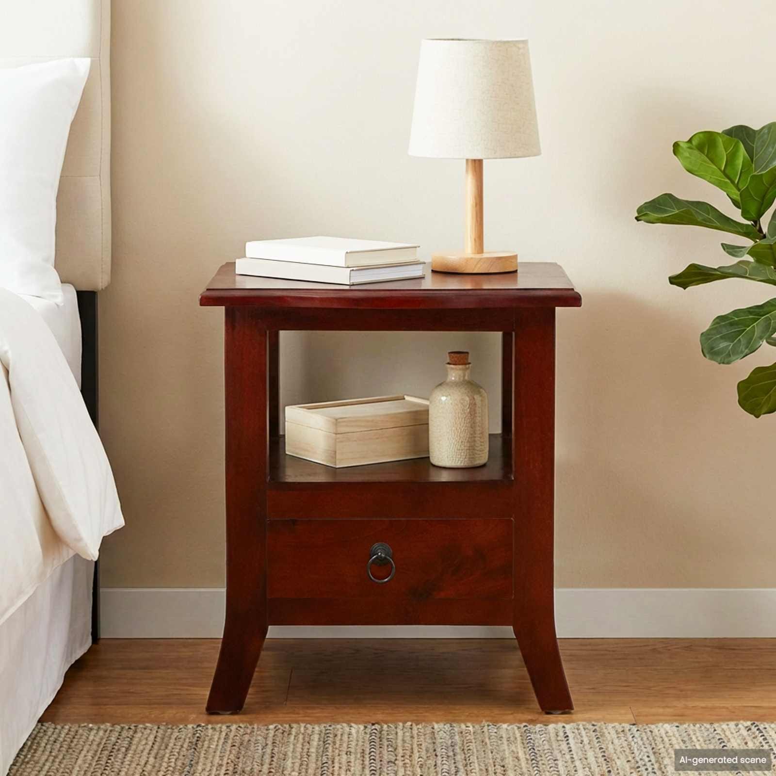 Bedside Cabinet with Drawer Brown 15.75 x 15.75 x 17.91 in - Image 3