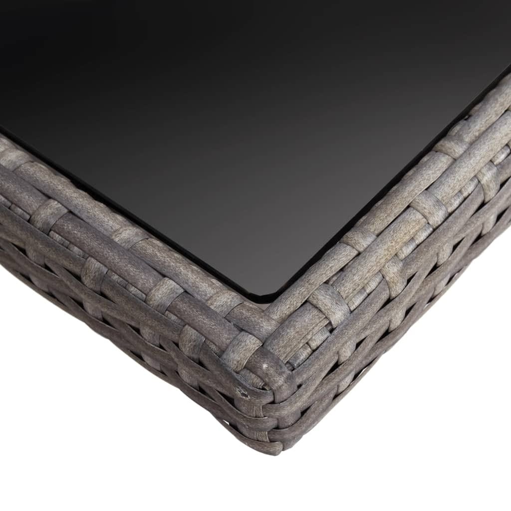 Patio Dining Table Gray Poly Rattan and Glass - Image 3