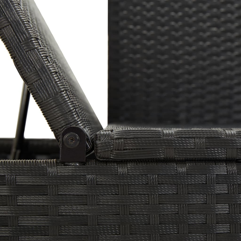 Sun Bed with Cushions Poly Rattan Black - Image 7