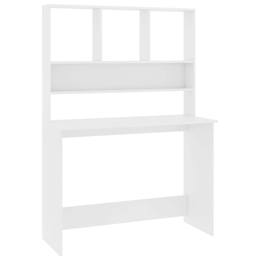 Desk with Shelves White 43.3"x17.7"x61.8" Engineered Wood - Image 2