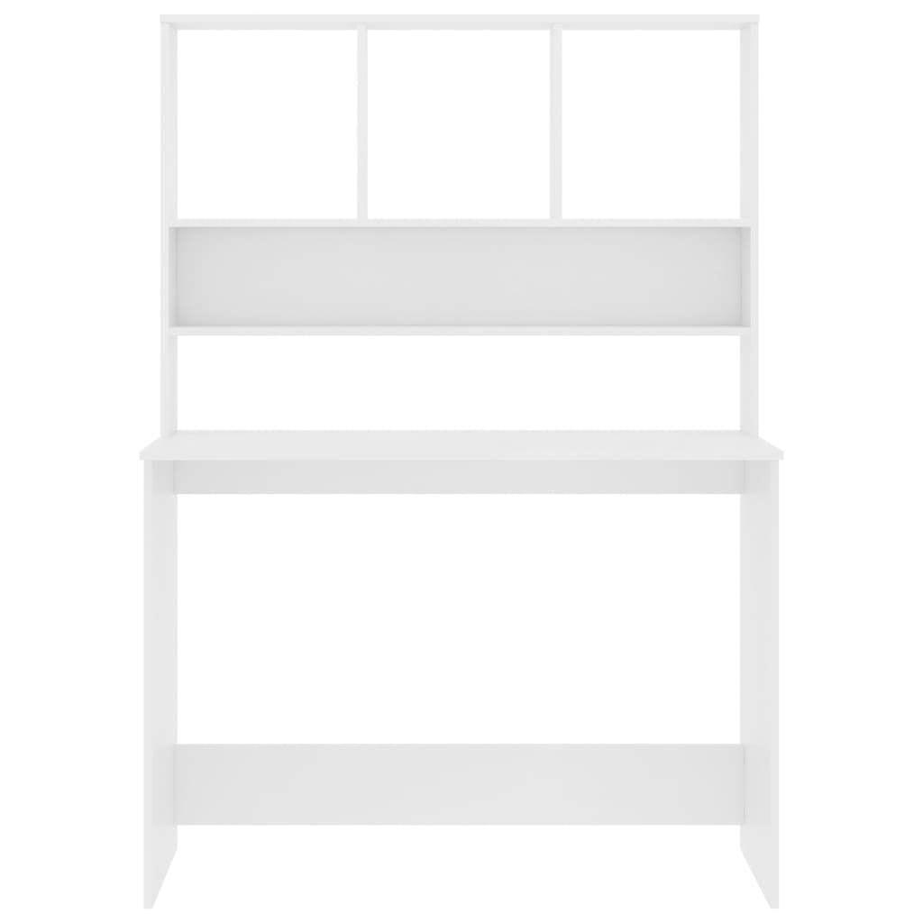 Desk with Shelves White 43.3"x17.7"x61.8" Engineered Wood - Image 4