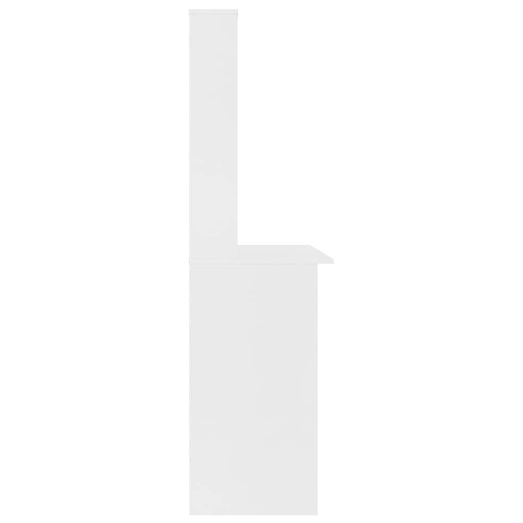 Desk with Shelves White 43.3"x17.7"x61.8" Engineered Wood - Image 5