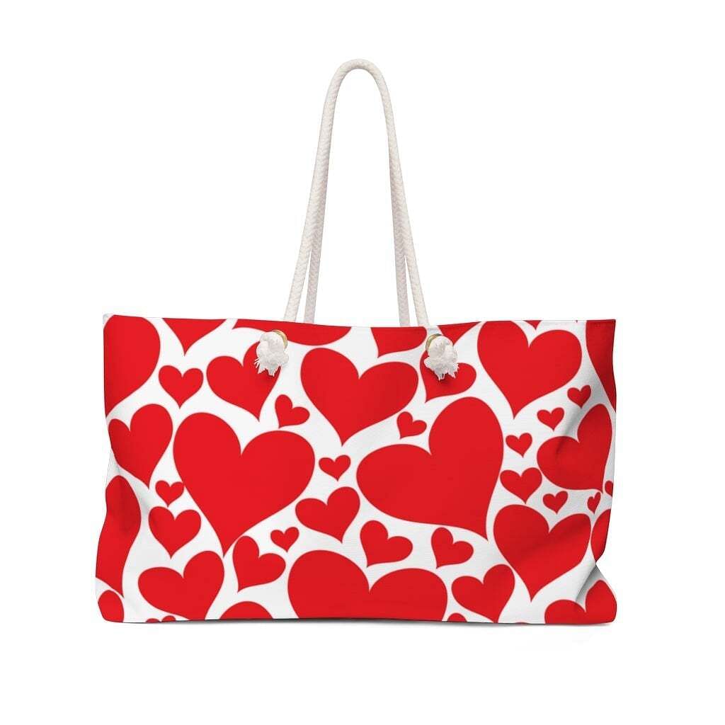 Weekender Tote Bag Love Red Hearts