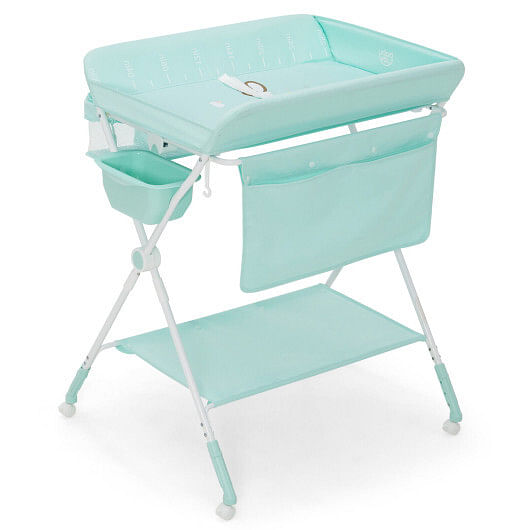 Foldable Baby Changing Table with Wheels-Gray