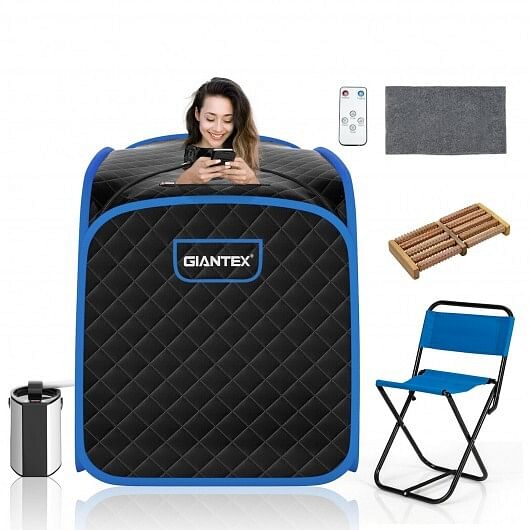 Portable Personal Steam Sauna Spa with Steamer Chair-Gray