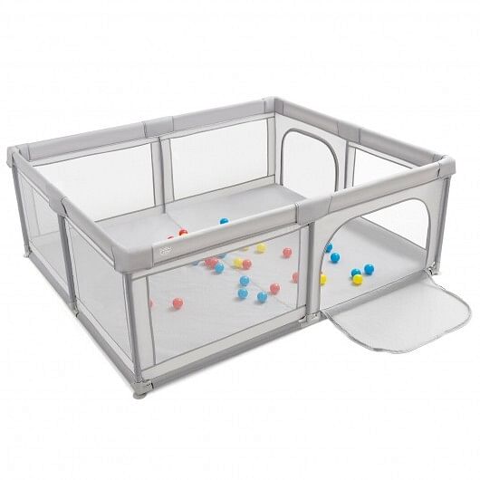 Large Baby Playpen Safety Kids Activity Center with 50 Ocean Balls-Gray