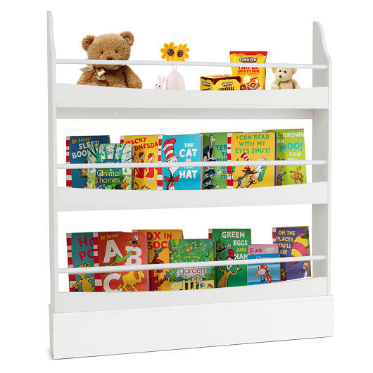 3-Tier Bookshelf with 2 Anti-Tipping Kits for Books and Magazines-Gray