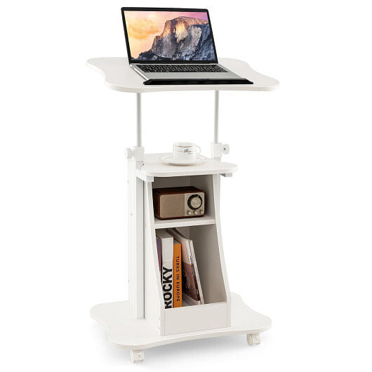 Sit-to-Stand Laptop Desk Cart Height Adjustable with Storage-Black