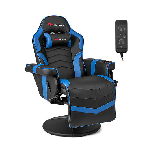 Massage Video Gaming Recliner Chair with Adjustable Height-Pink