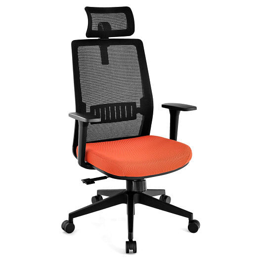 Ergonomic Office Chair with Lumbar Support and Adjustable Headrest-Black