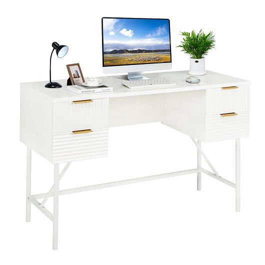 48 Inch Home Office Computer Desk with 4 Drawers-White