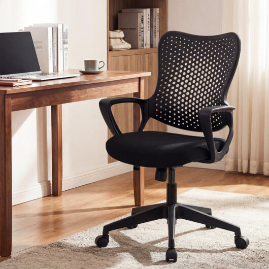 Ergonomic Office Chair Height Adjustable Computer Desk Chair with Breathable Butterfly Back-Black - Image 2
