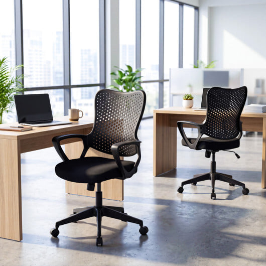 Ergonomic Office Chair Height Adjustable Computer Desk Chair with Breathable Butterfly Back-Black - Image 3
