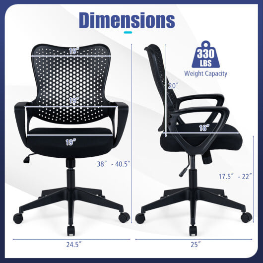 Ergonomic Office Chair Height Adjustable Computer Desk Chair with Breathable Butterfly Back-Black - Image 4