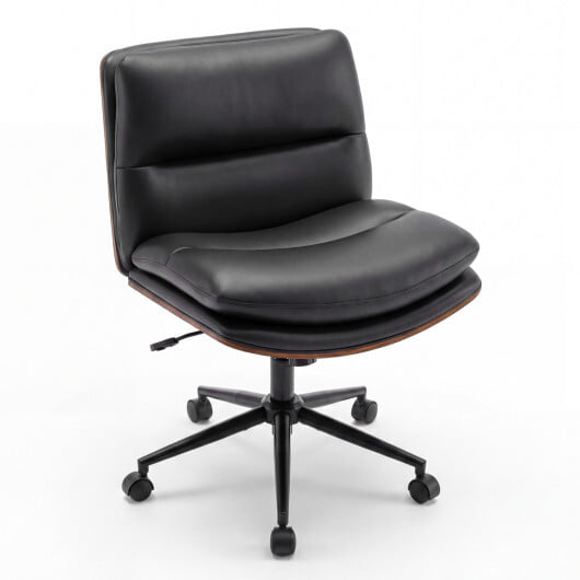 Armless Office Chair with Curved Backrest and Padded Seat-White - Image 6