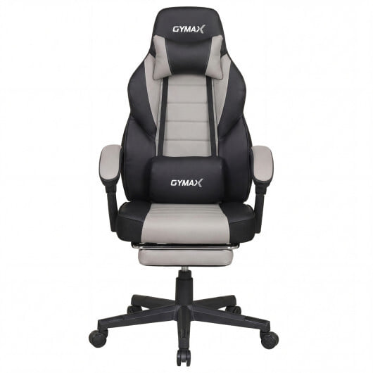 Ergonomic Video Game Chair with Headrest and Reclining Backrest-Red - Image 2